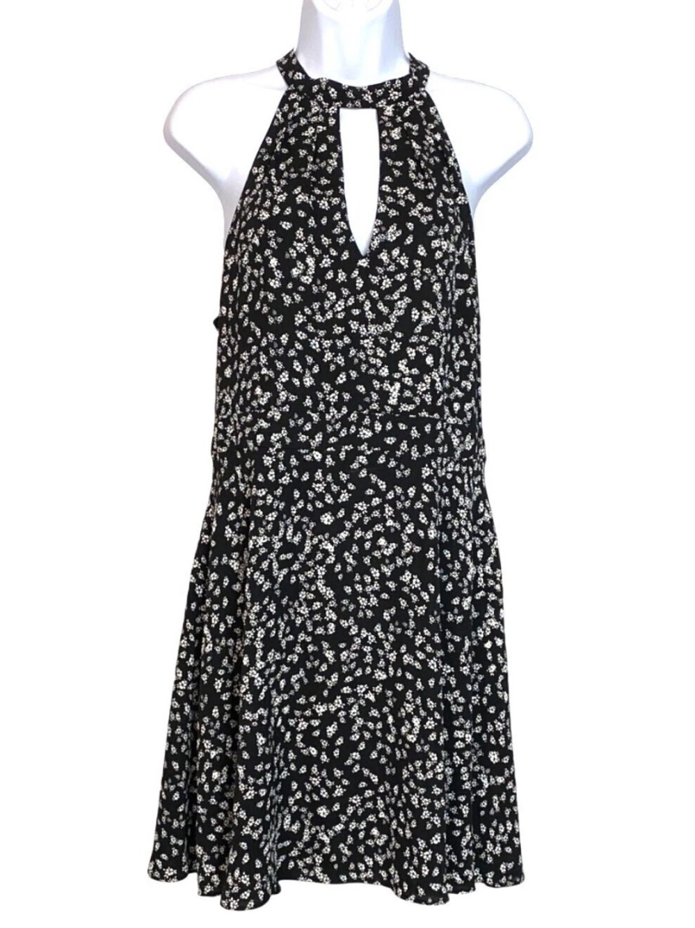 Express Black Halter Mini Dress with White Floral Print - Size 10 - NWT